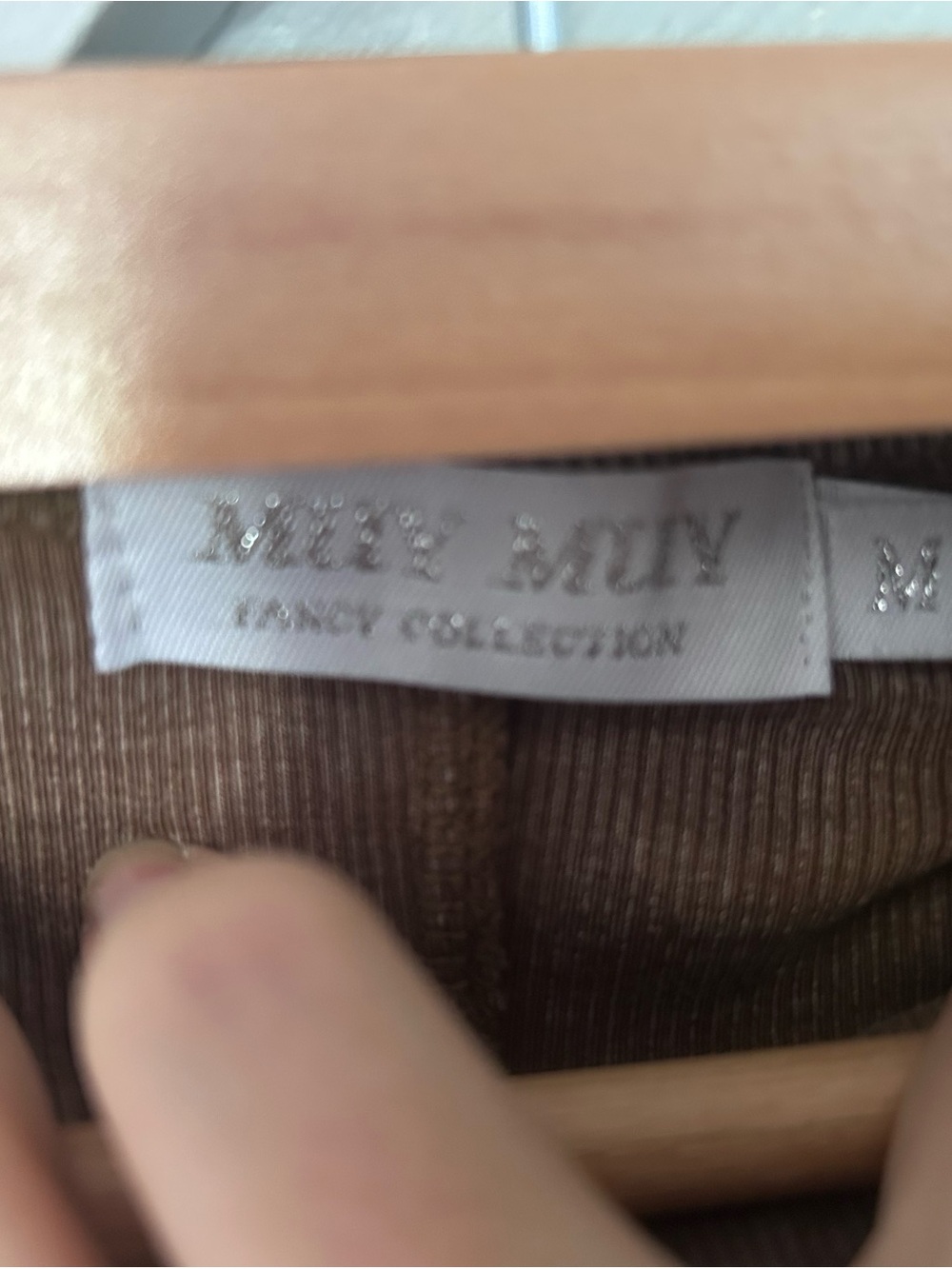 Milly Brown Short Sleeve Embellished Ribbed Tee - Picture 3 of 3